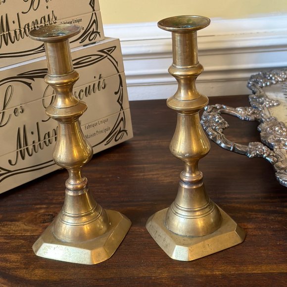 19th Century Brass Candlesticks - Picture 13 of 15